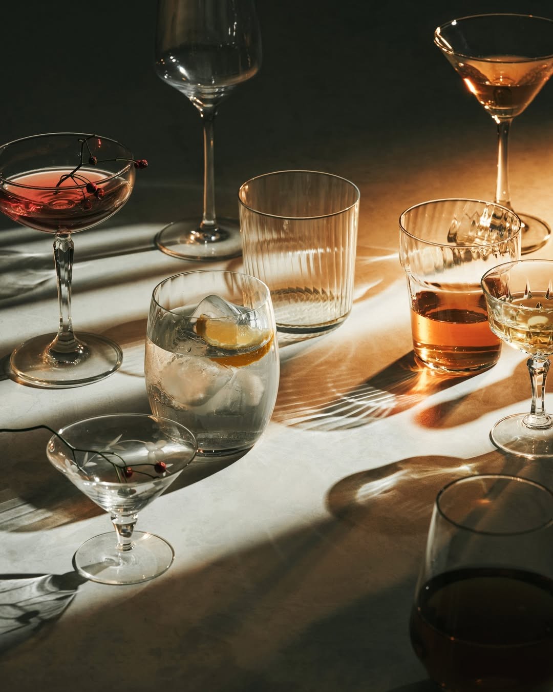 Verres de cocktails et boissons alcoolisées